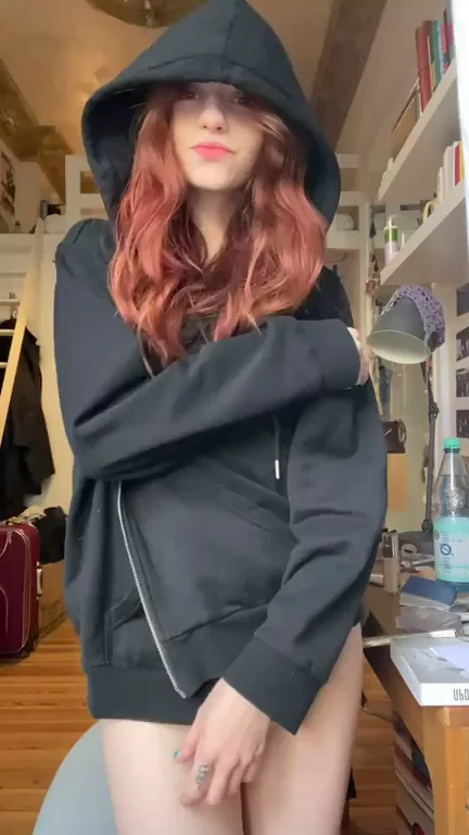 Redhead Hoodie Slut Teases Dripping Pretty Pussy Invite