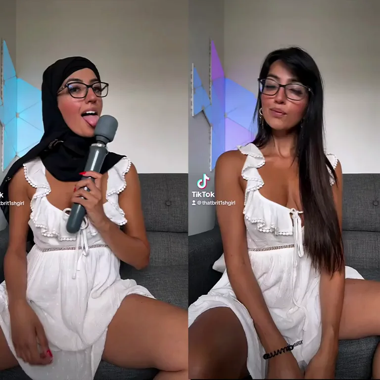 🔥 NSFW Hijab TikTok Slut vs SFW Tease - Tits Out & Mic Fuck 😈
