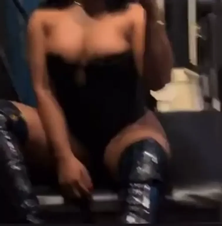Ebony Femdom Queen Uses White Bitch as Footstool