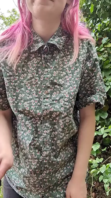 Pink-Haired Slut Teases Tits Outdoor 🔥🌿💋