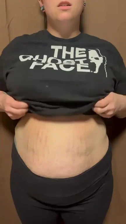 Ghostface Shirt Tease with Ghost Nipples 👻🍈👆