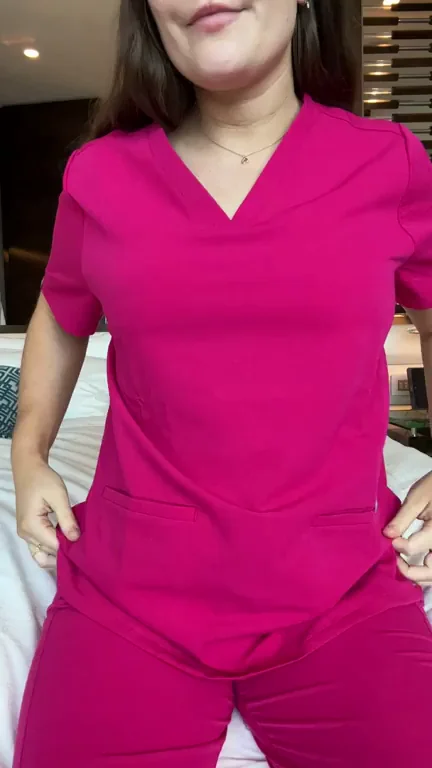 Aussie Nurse's Hard Day Reward: Tits Out in Pink Scrubs! 🍒👩‍⚕️💦