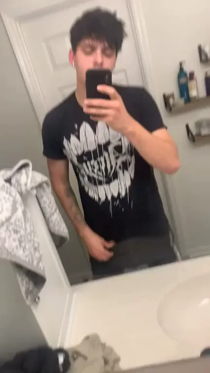 Thick Dick Stud Jerks in Bathroom Mirror Tease