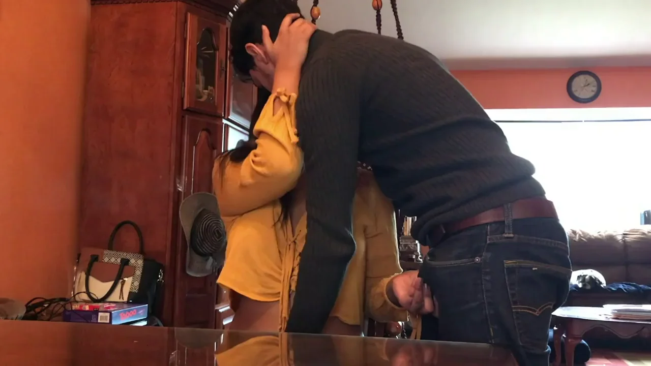 Busty Desi girl sucks my dick at her family dinner table