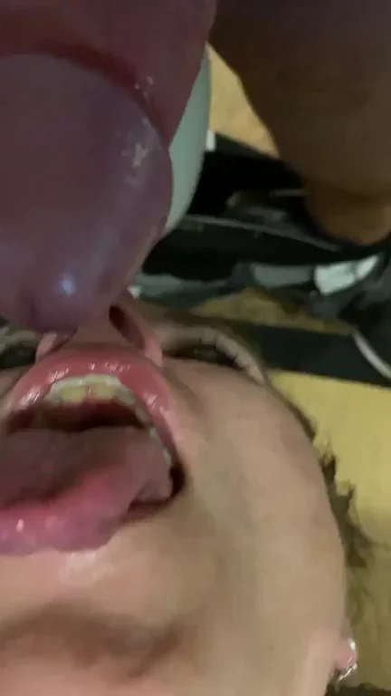 Using the magic wand to milk out and splatter every bit of cum onto my face and tongue
