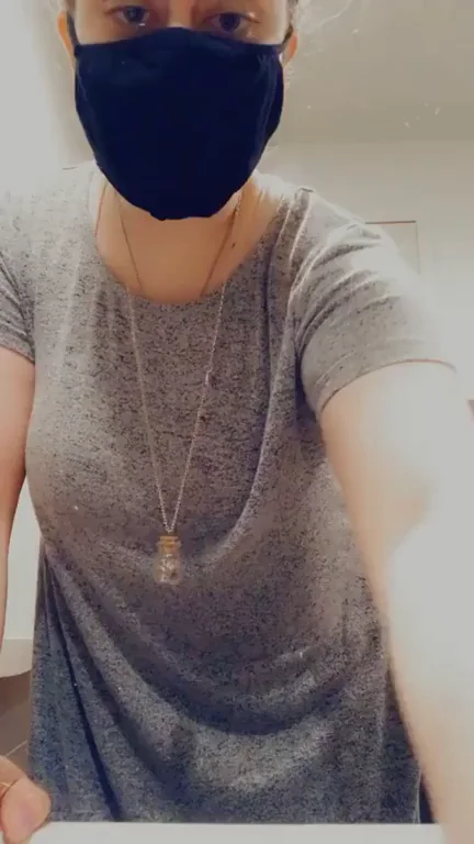 Bored Barista's Bathroom Flash: Masked Tits & Soft Curves Unleashed