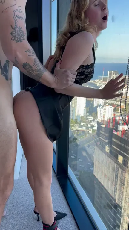 Pushed against the window