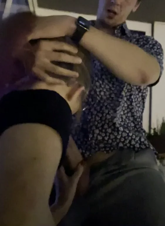 I brought home a cute little teenage slut to suck his cock while I watch