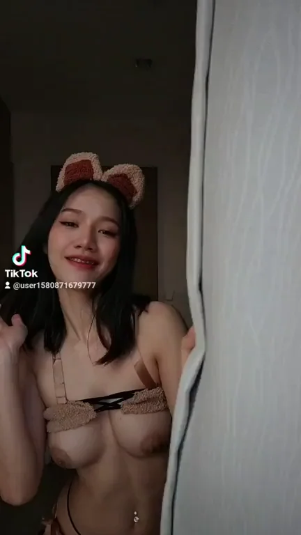Neighbor's Steamy Eye-Lock Tease with Massive Asian Tits