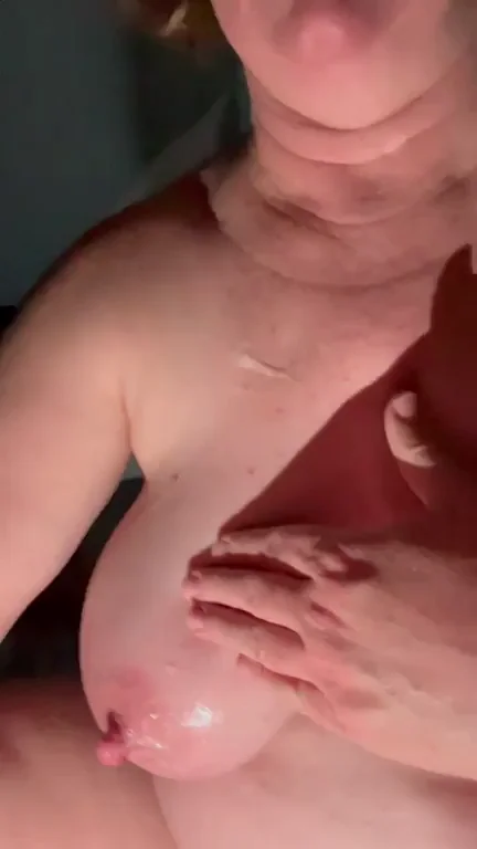 She swallows most of the cum, but she wears some and spreads it around like a good cum slut.
