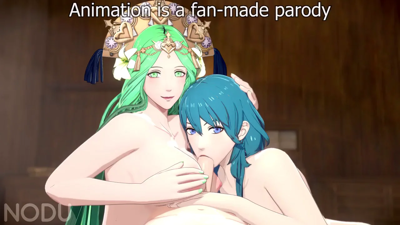 Rhea and Byleth's Slutty Milf Blessing: Double Titty Worship and Cock Service