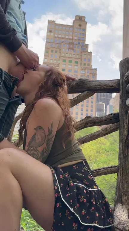 NYC Park Slut Worships Balls with Epic Skyline Views 😈🍆🌳