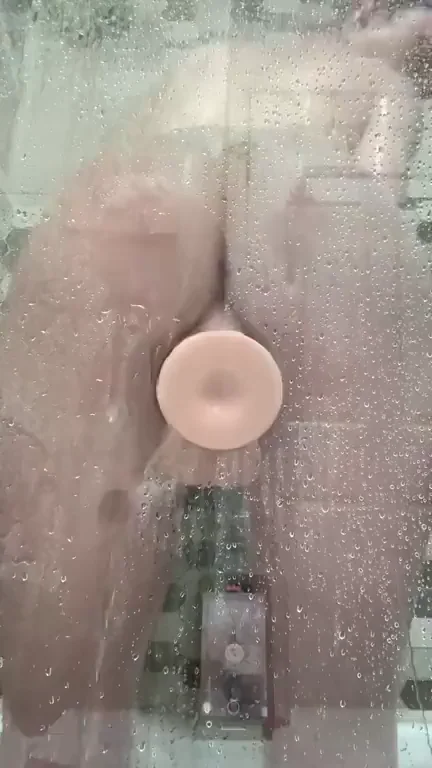 🌊 Slutty Shower Suction Dildo Ride 💦🍆