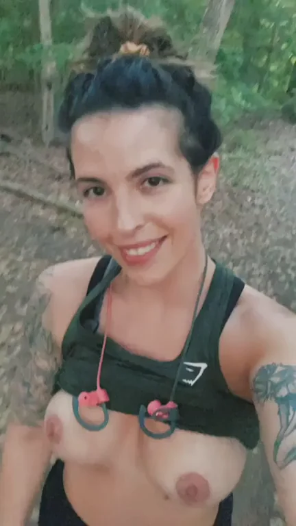 Trail Tease: Letting My Perky Tits Breathe Mid-Run in the Woods