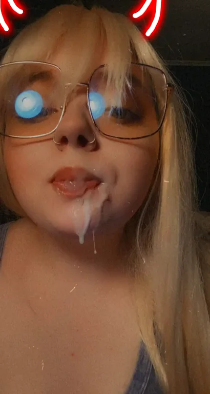 Demon Slut Plays with Thick Cum Before Gulping It Down