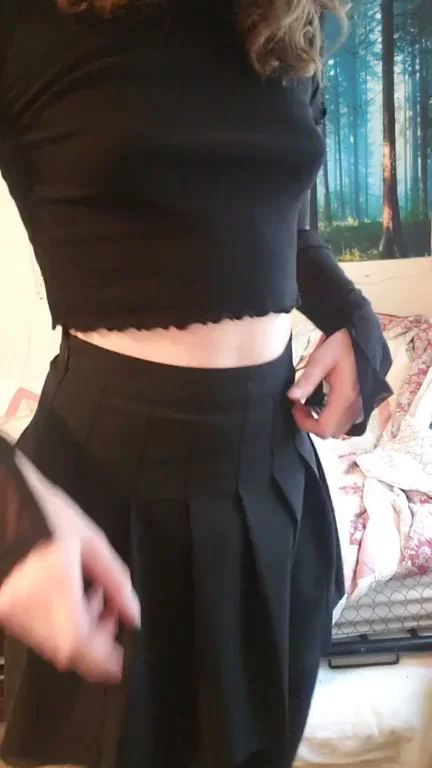 Goth Trans Tease: Itty Bitty Boob Drop Bombshell