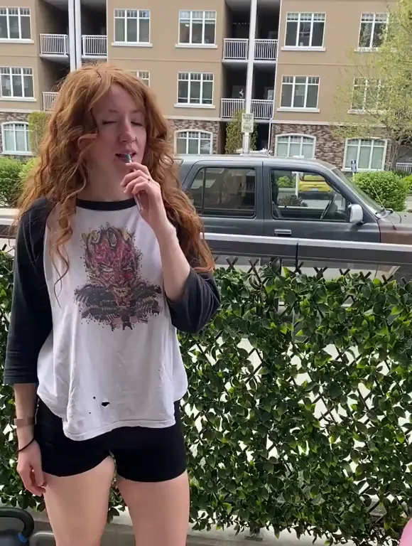 Redhead Slut Flashes Tits in Public Parking Lot 😈🔥