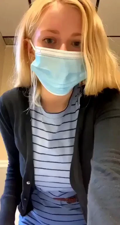 🔥 Blonde Masked Slut Teases in Bathroom 💦 Who's This Hottie? 😈
