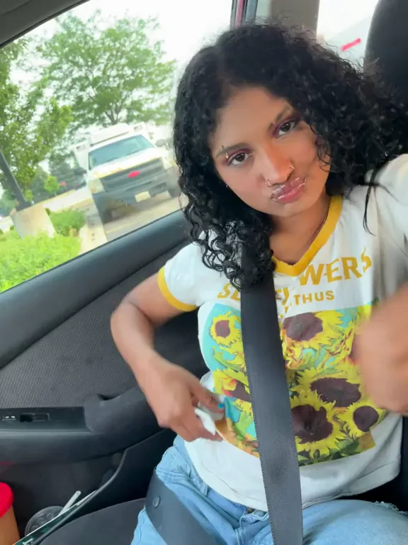 Public Latina Slut Flashes Massive Titties in Car 😈🍈🍈