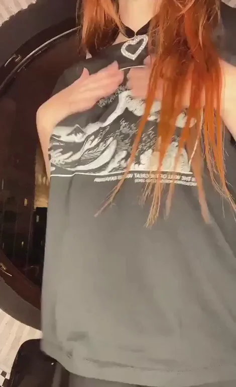 Fire-Red Ginger's Massive Natural Jugs Busting Out