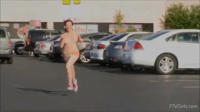 Running through the parking lot