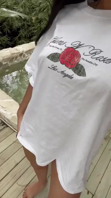 Petite Latina Tease in Oversized Tee