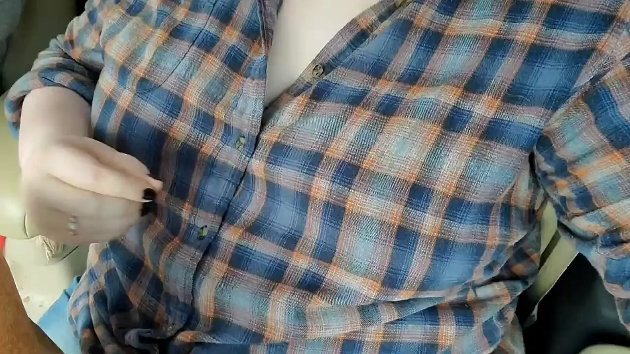 Road Trip Dyke Tease: Plaid Shirt Slut Flashes Perky Tits Pt 1