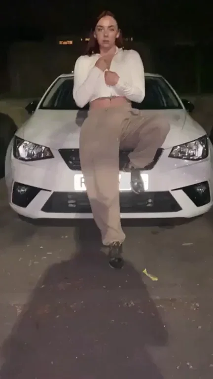 Hot Slut Flashing Tits in Dark Carpark Tease