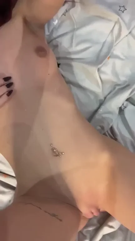 Tiny 5'1" 80lb Slut Teasing Her Tight Pussy on Bed