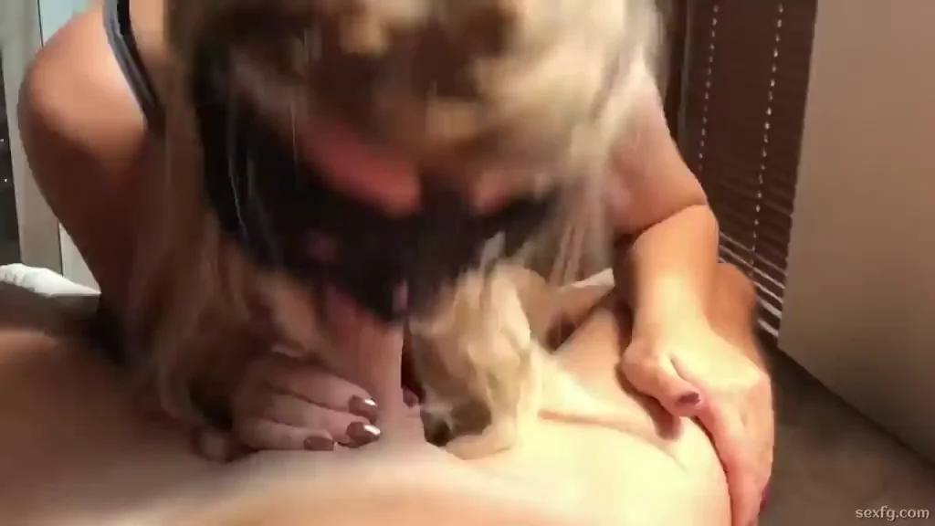 Masked Blonde Slut Deepthroats Huge Cock 💦😈