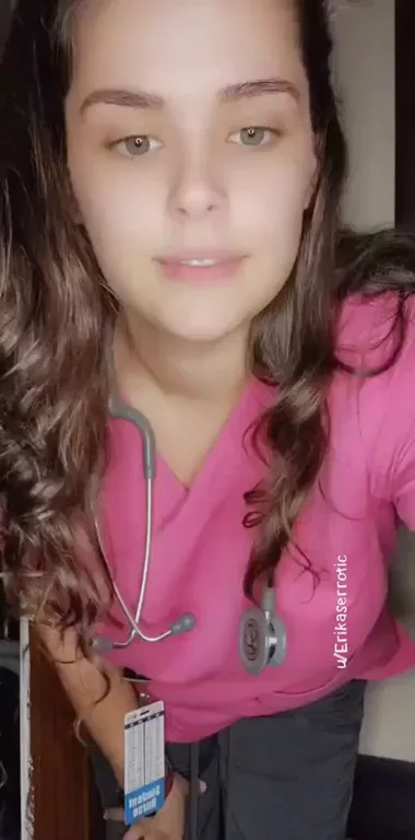 Frisky Nurse Tease: Curvy Pink Panties Peek 💕🍑