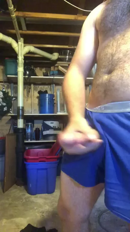 Thick Dick Leaking Sticky Cum in the Garage