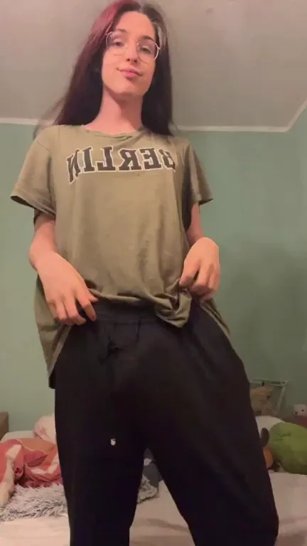 Isn't it a nice view when a beautiful girl pulls out her 8 inc cock?