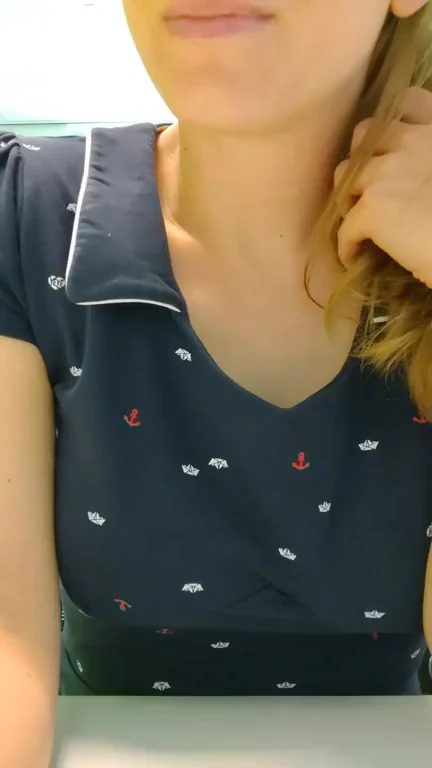 Unsupervised Office Slut Flashes Perky Tits & Lacy Thong