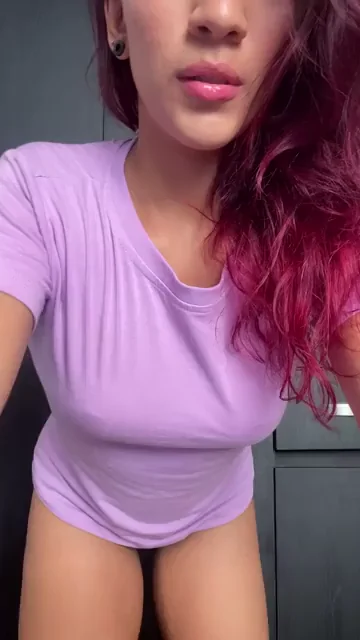 Purple Tee Tease with Juicy Ass and Tits