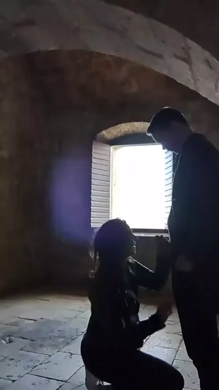 Kneeling Slutwife Sucks Cock at Dubrovnik's Red Keep