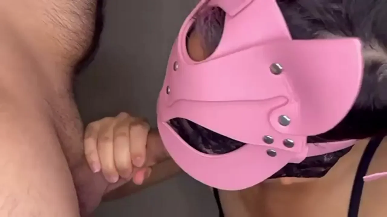 Asian MILF in Pink Mask Milks Thick Cock Cum Straight into Her Slutty Mouth