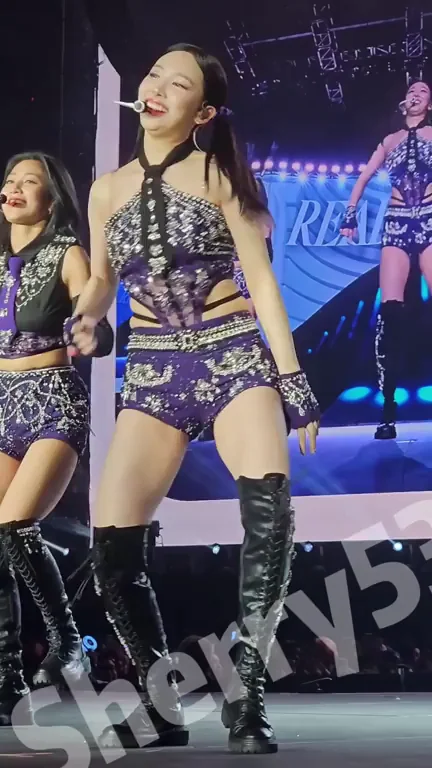 Nayeon from Twice Teasing in Slutty Purple Thigh-High Boots