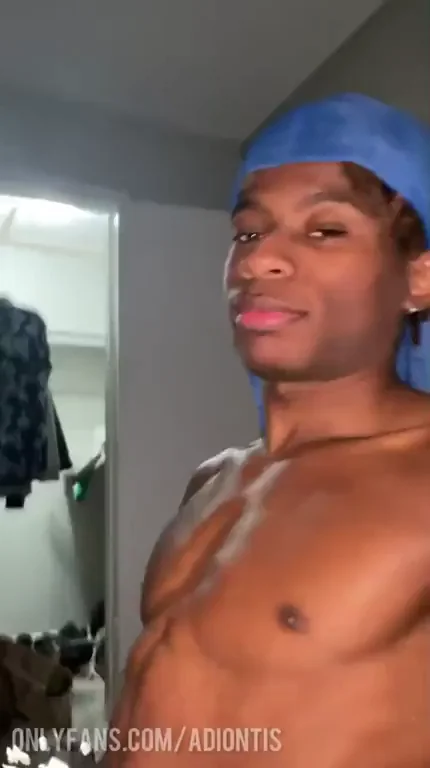 Huge Dick Adonis Teases with Ripped Abs & Blue Cap Swagger