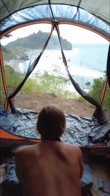 I HAD to hold my moans, there was another tent about 20 ft away 😁… [gif]
