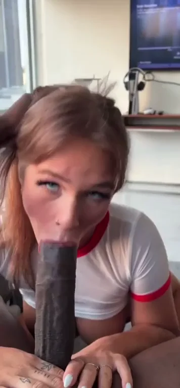 Hot Slut Worships Massive BBC with Sloppy Sucks