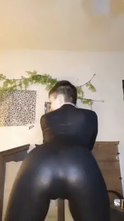Shiny Leather Ass Twerking Tease 🍑✨