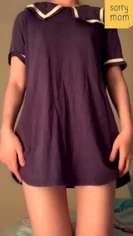 Petite Japanese Schoolgirl Lifts Pajama Skirt to Tease Her Tight Virgin Pussy 😈👗