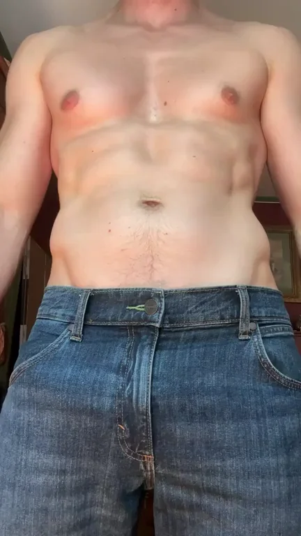 Grip Tight: Thick Dick Tease Explodes from Ripped Jeans