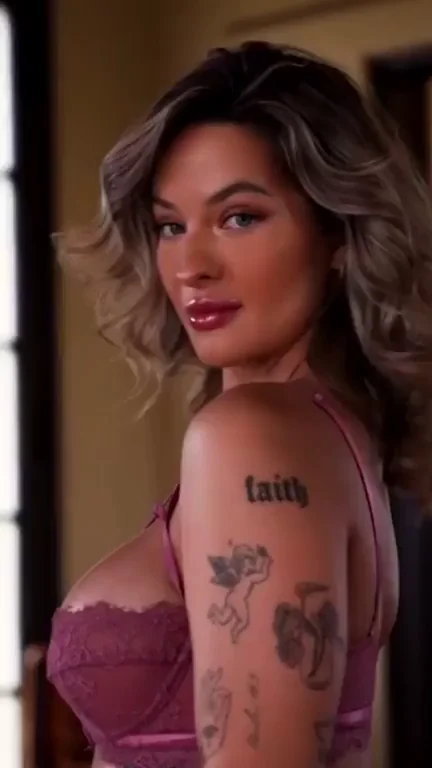 🍑🔥 Tattooed Big Tit Slut in Lacy Bra & Tiny Bikini Tease 💦🍈