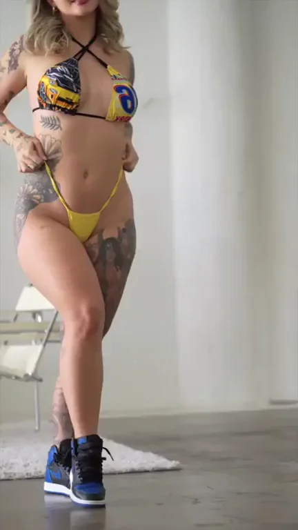 💦 Inked Bikini Babe Teases Her Massive Tits & Juicy Ass 🔥