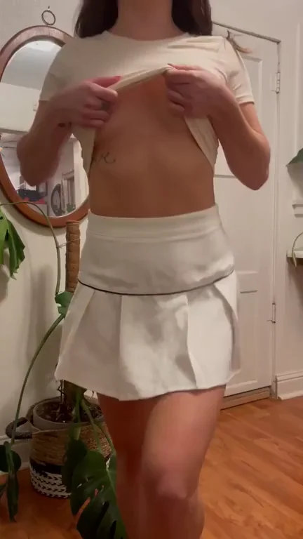 Summer means short skirts and titty drops (drop)