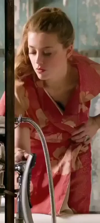 🔥 Amber Heard Slipping That Sexy Red Robe Open in the Steamy Bathroom 💦