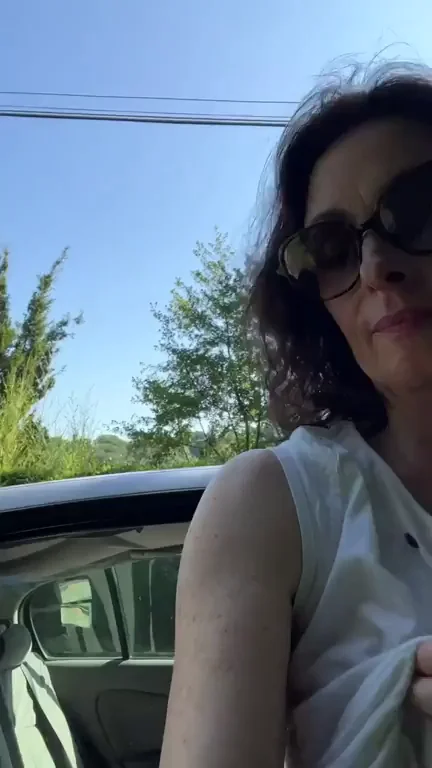 Defying My Kids: Flashing My Massive MILF Tits in the Car