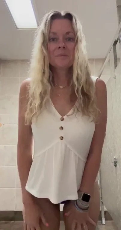 Restaurant Restroom Slutwife Tease: Tits Out, Pussy Ready for Cheating Fun